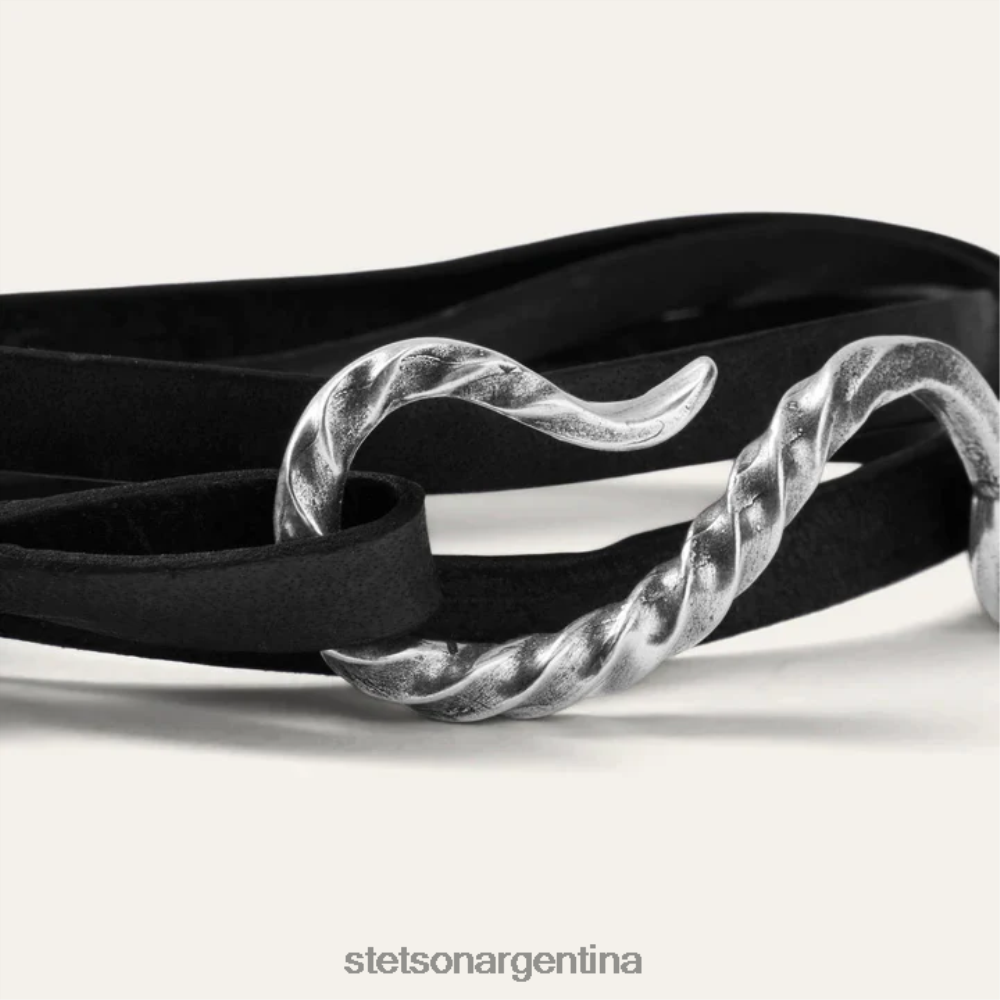 Stetson pulsera de cuero con gancho cuero negro hombres accesorio P242PH421