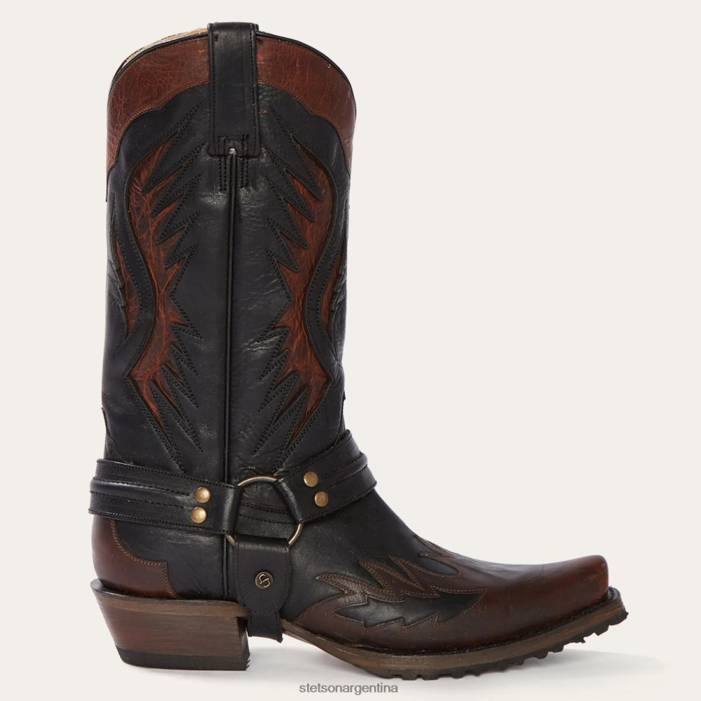 Stetson Bota vaquera de cuero engrasado Outlaw Biker marrón hombres calzado P242PH238