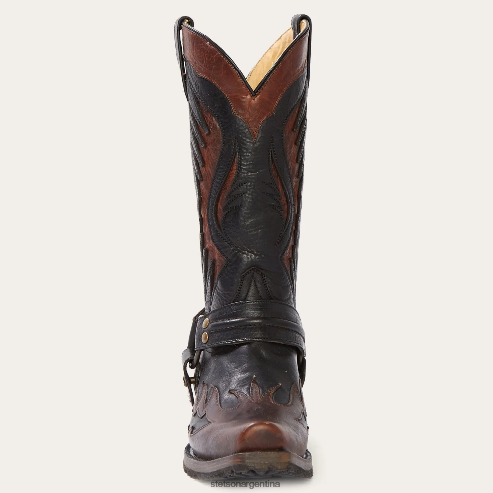 Stetson Bota vaquera de cuero engrasado Outlaw Biker marrón hombres calzado P242PH238