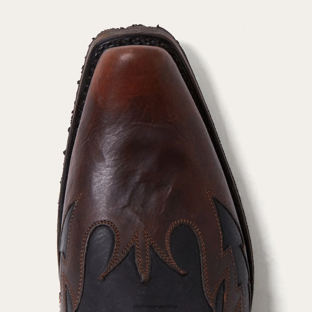 Stetson Bota vaquera de cuero engrasado Outlaw Biker marrón hombres calzado P242PH238