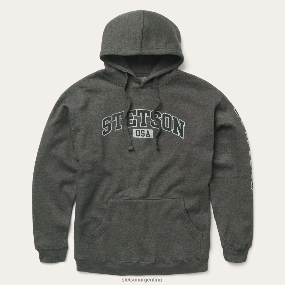 Stetson sudadera con capucha de polar color carbón jaspeado gris hombres vestir P242PH411
