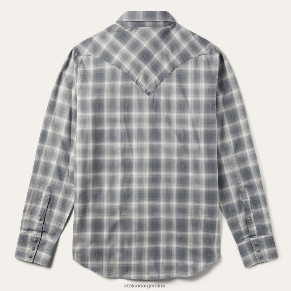 Stetson camisa a cuadros de sarga dobby marrón hombres vestir P242PH338