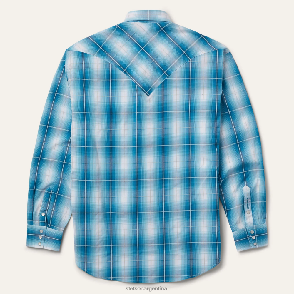 Stetson camisa a cuadros turquesa azul hombres vestir P242PH360