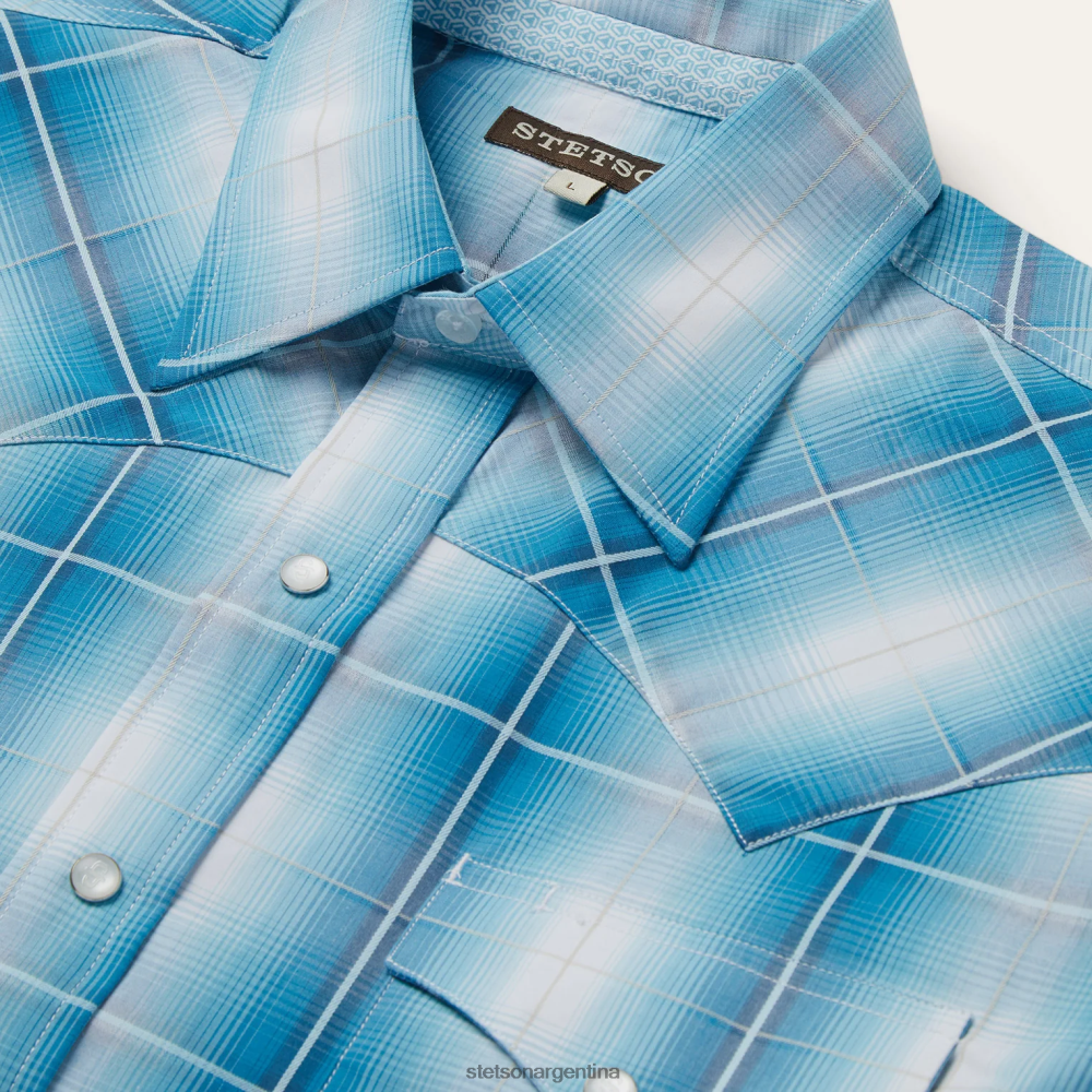 Stetson camisa a cuadros turquesa azul hombres vestir P242PH360