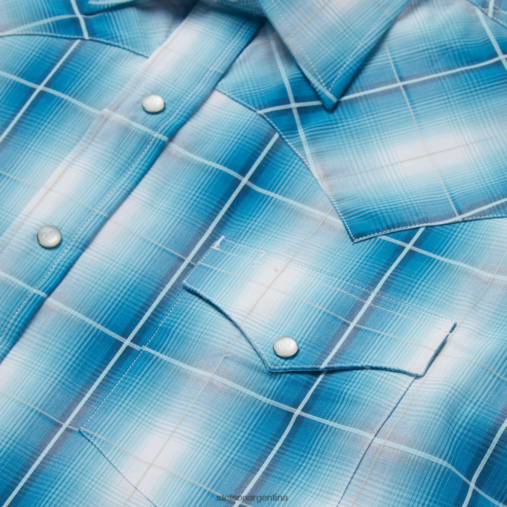 Stetson camisa a cuadros turquesa azul hombres vestir P242PH360