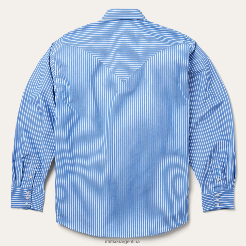 Stetson camisa a rayas occidentales azul hombres vestir P242PH298