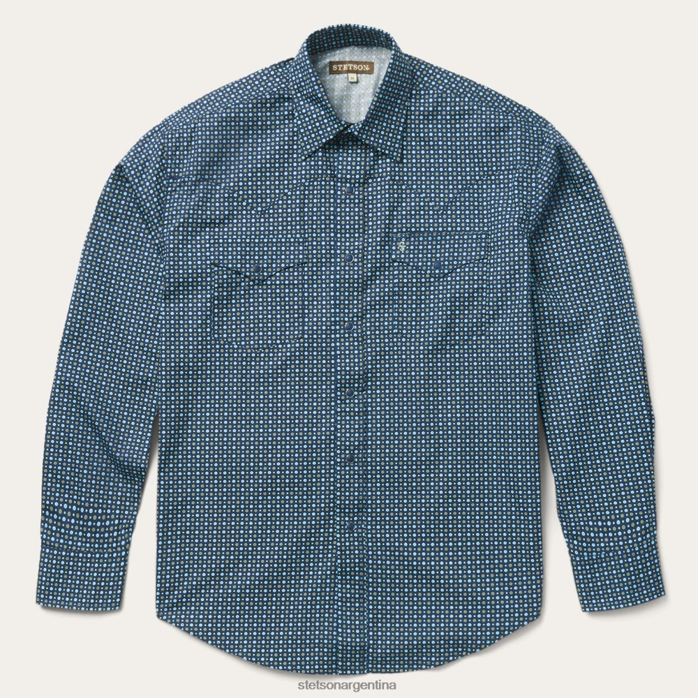 Stetson camisa clásica con botones a presión en la medianoche azul hombres vestir P242PH365