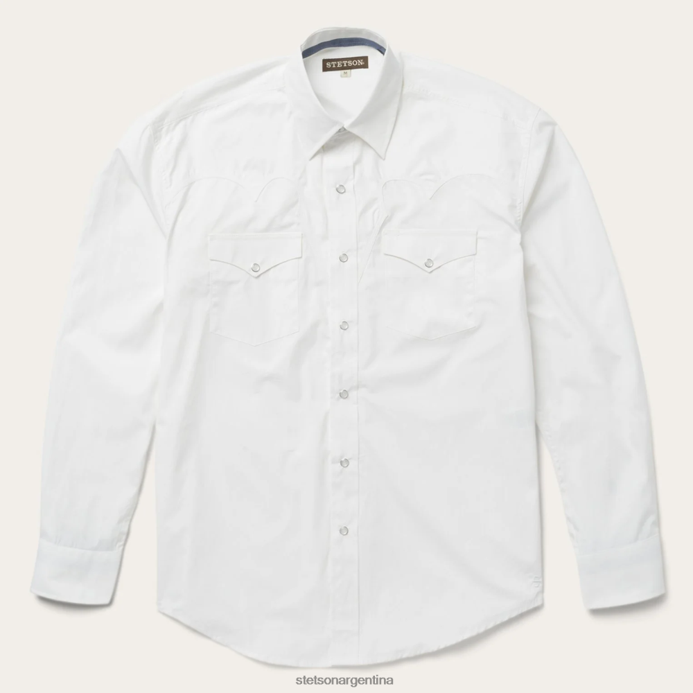 Stetson camisa clásica de popelina lisa con botones de presión blanco hombres vestir P242PH323