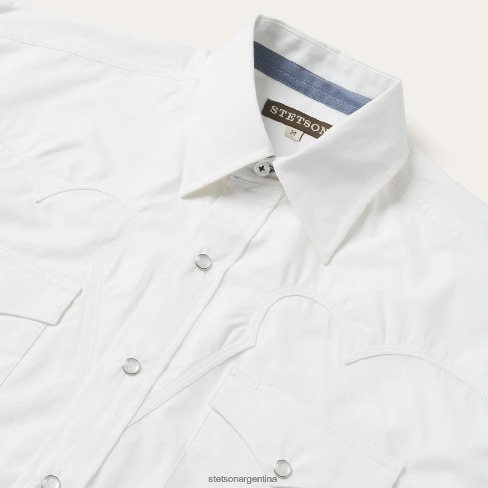 Stetson camisa clásica de popelina lisa con botones de presión blanco hombres vestir P242PH323