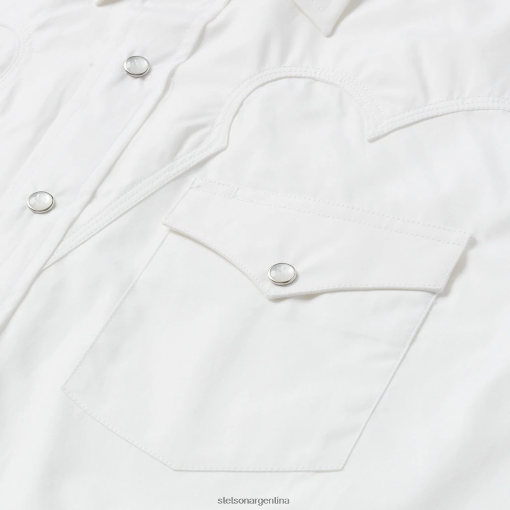 Stetson camisa clásica de popelina lisa con botones de presión blanco hombres vestir P242PH323