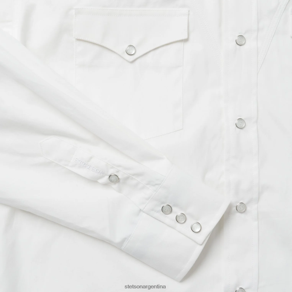 Stetson camisa clásica de popelina lisa con botones de presión blanco hombres vestir P242PH323