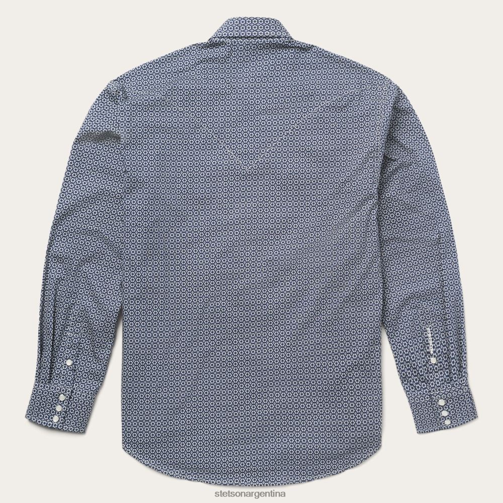 Stetson camisa con botones a presión azul hombres vestir P242PH364