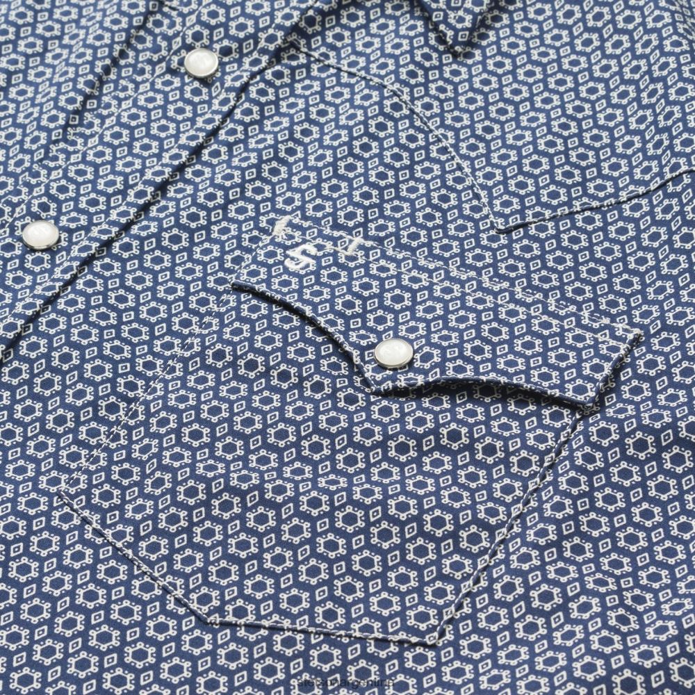 Stetson camisa con botones a presión azul hombres vestir P242PH364