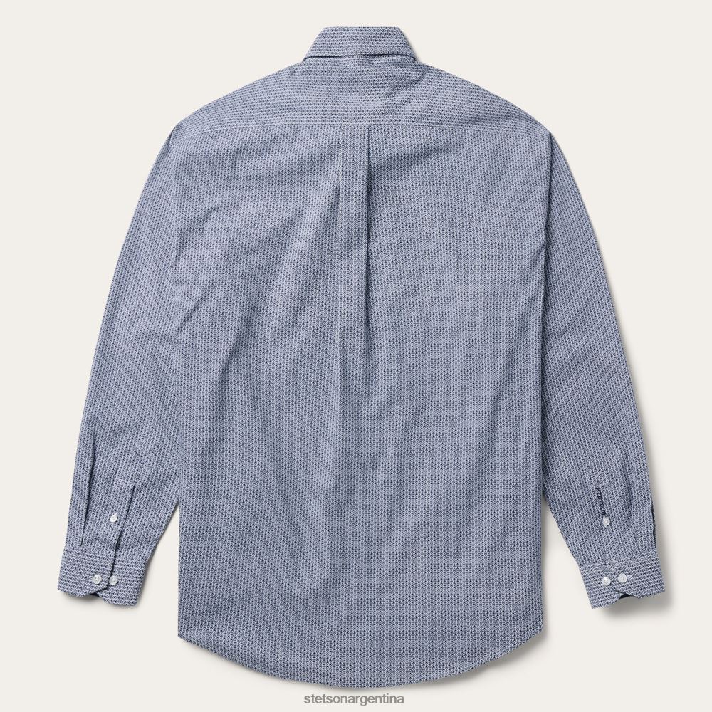 Stetson camisa con estampado geométrico y botones en la parte delantera azul hombres vestir P242PH329
