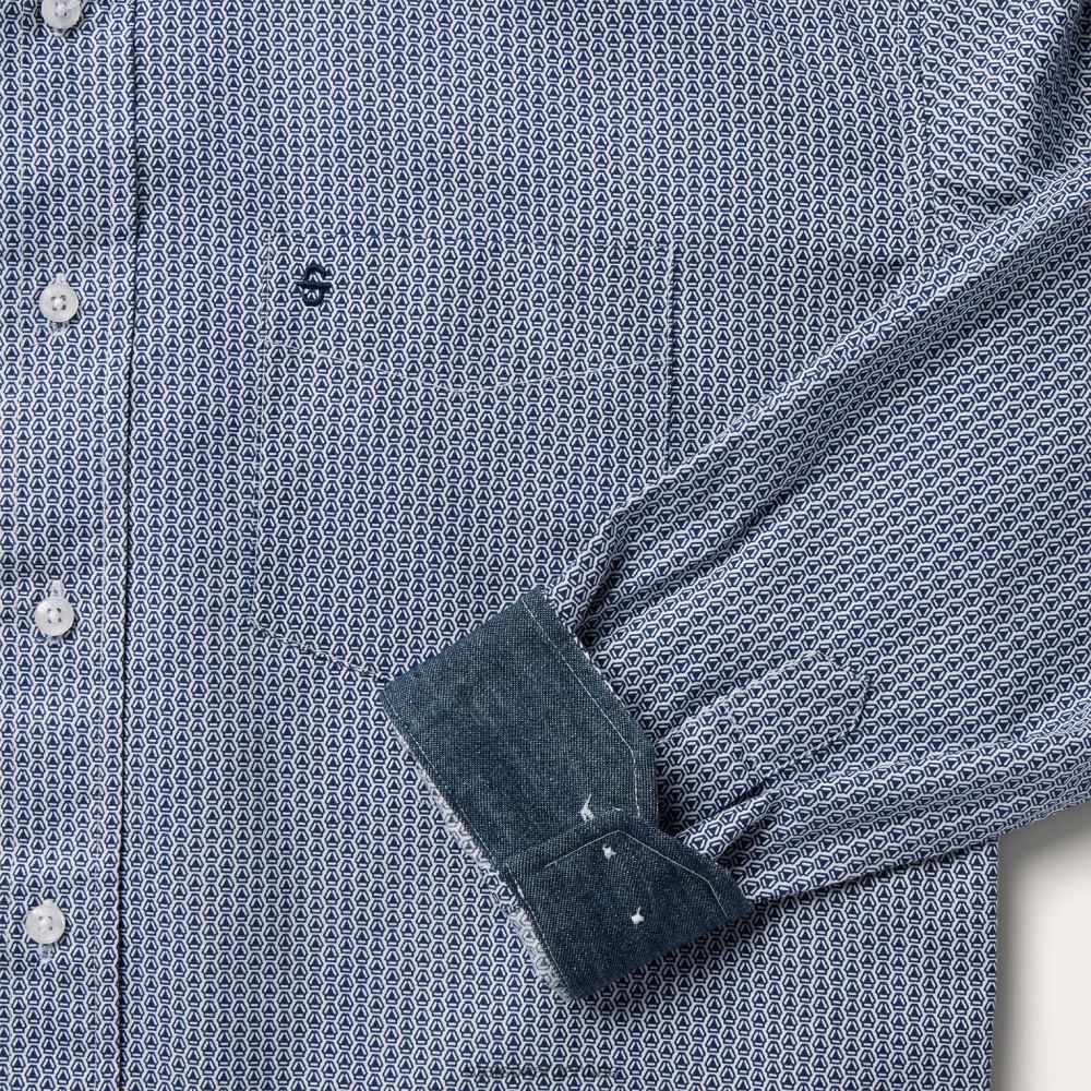 Stetson camisa con estampado geométrico y botones en la parte delantera azul hombres vestir P242PH329