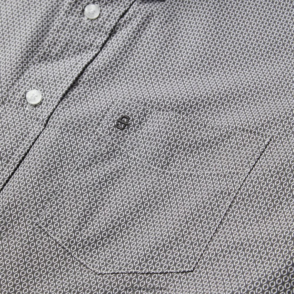 Stetson camisa con estampado geométrico y botones en la parte delantera gris hombres vestir P242PH325