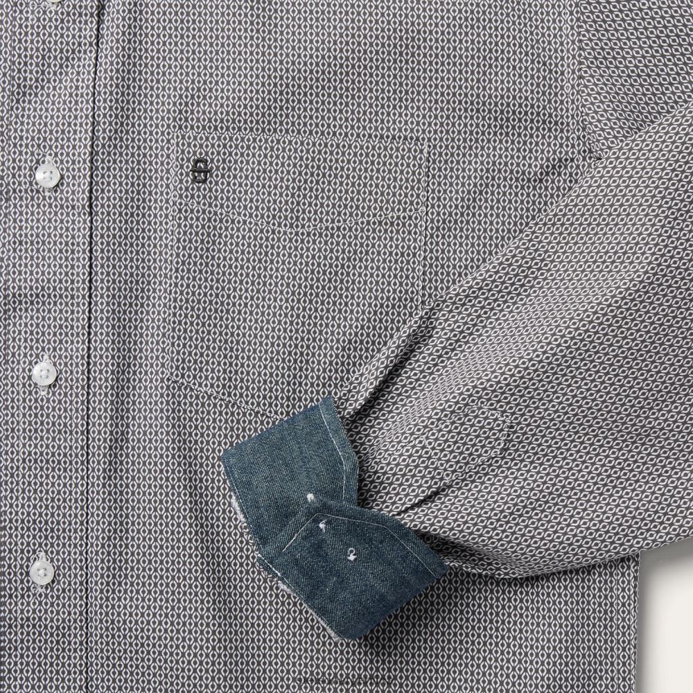 Stetson camisa con estampado geométrico y botones en la parte delantera gris hombres vestir P242PH325