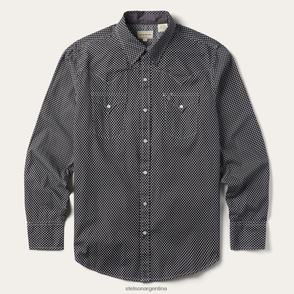 Stetson camisa de diamantes negro hombres vestir P242PH335
