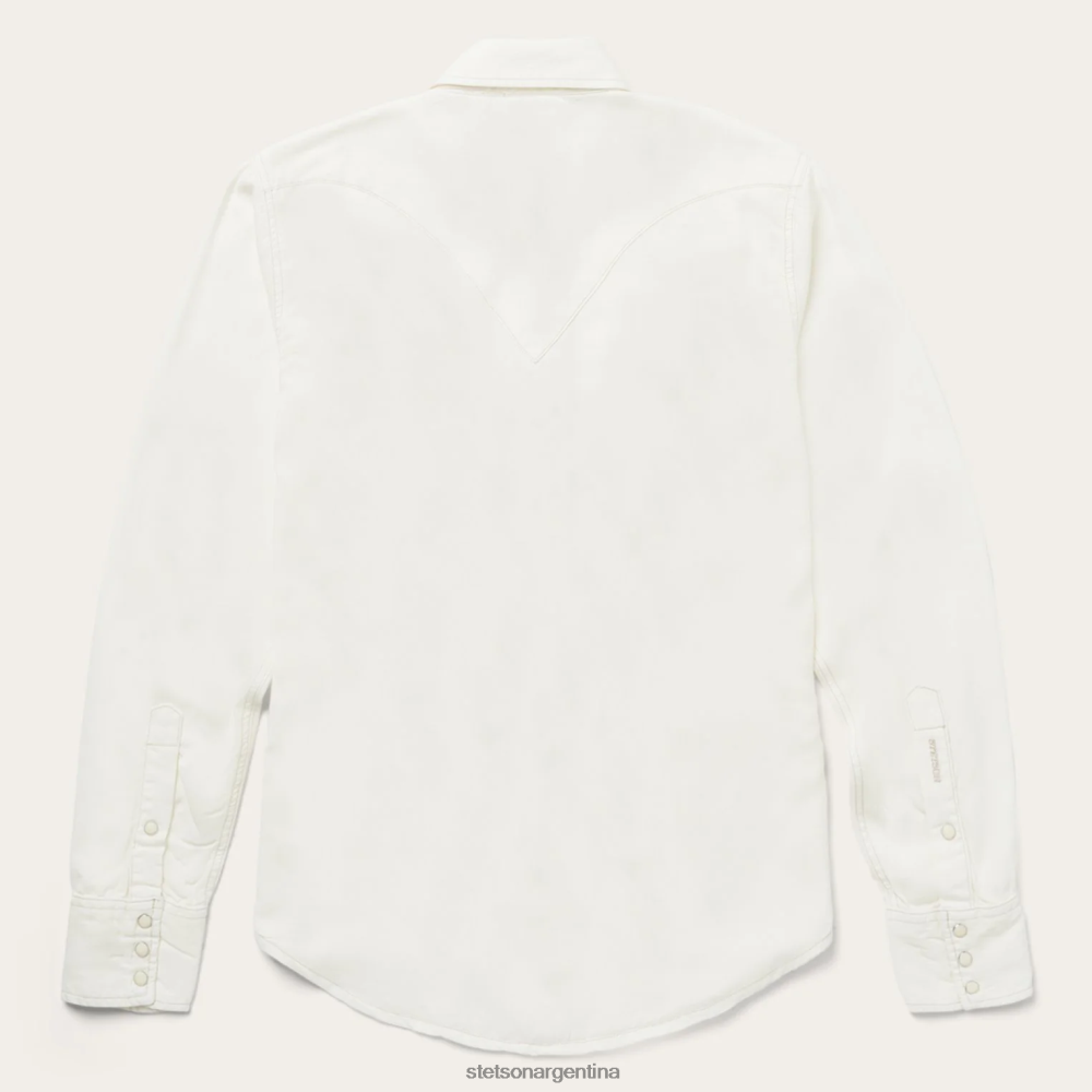 Stetson camisa de sarga tencel color crema blanco hombres vestir P242PH307