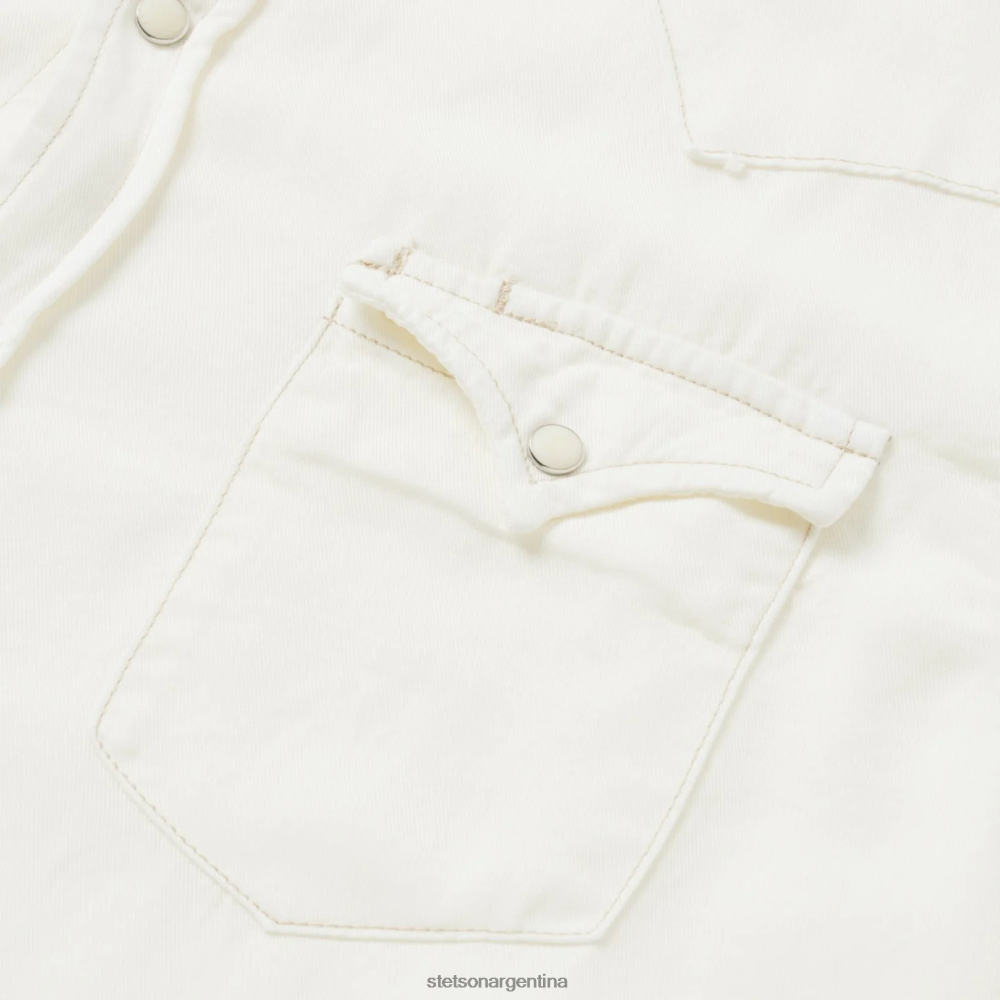 Stetson camisa de sarga tencel color crema blanco hombres vestir P242PH307