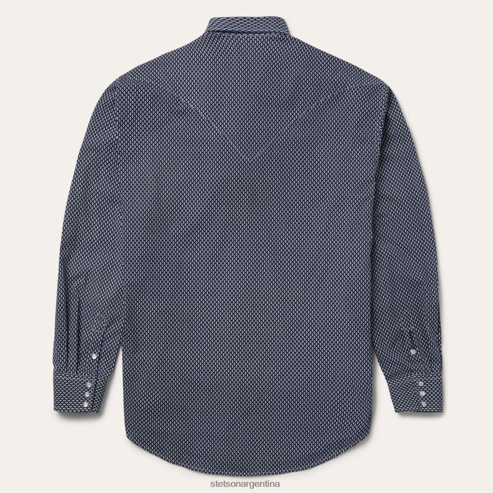 Stetson camisa diamante geo western azul hombres vestir P242PH355