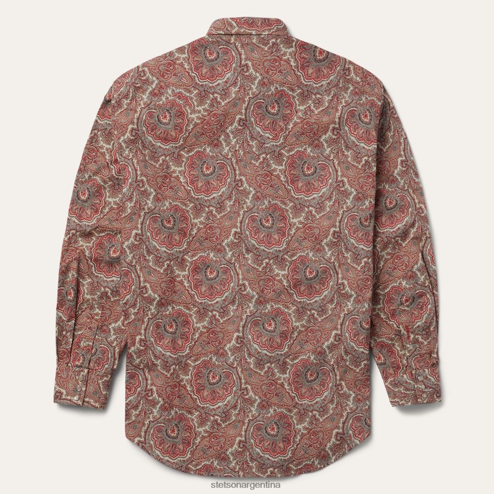 Stetson camisa estilo paisley occidental rojo hombres vestir P242PH346