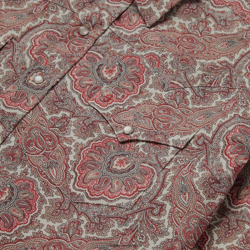 Stetson camisa estilo paisley occidental rojo hombres vestir P242PH346