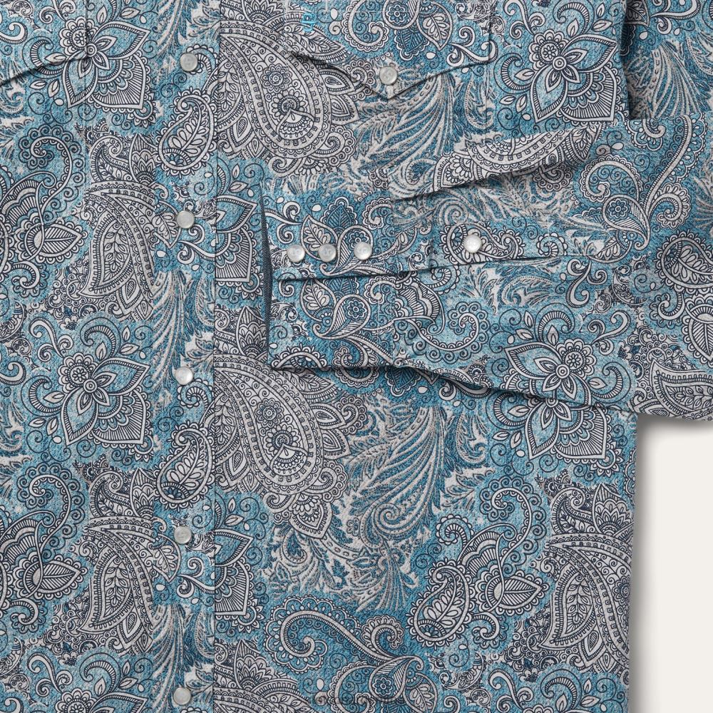 Stetson camisa estilo paisley occidental verde hombres vestir P242PH358