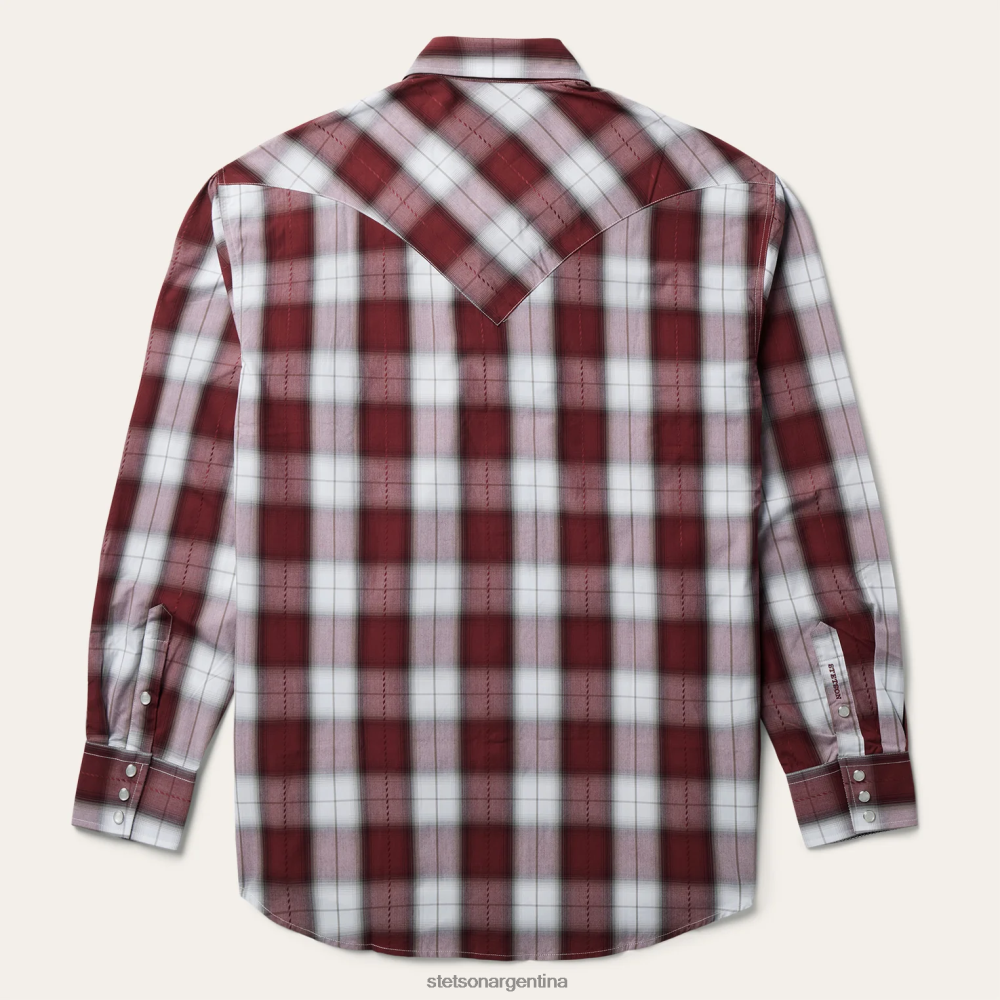 Stetson camisa estilo western a cuadros sombra vino hombres vestir P242PH331