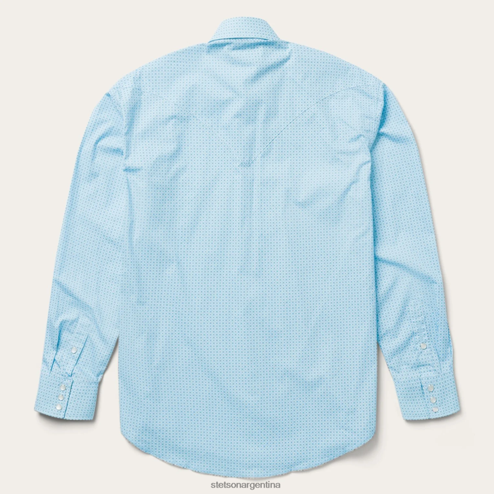 Stetson camisa estilo western con estampado de celosía azul hombres vestir P242PH370