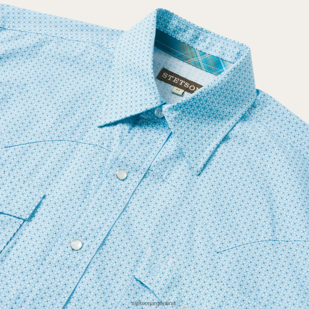 Stetson camisa estilo western con estampado de celosía azul hombres vestir P242PH370