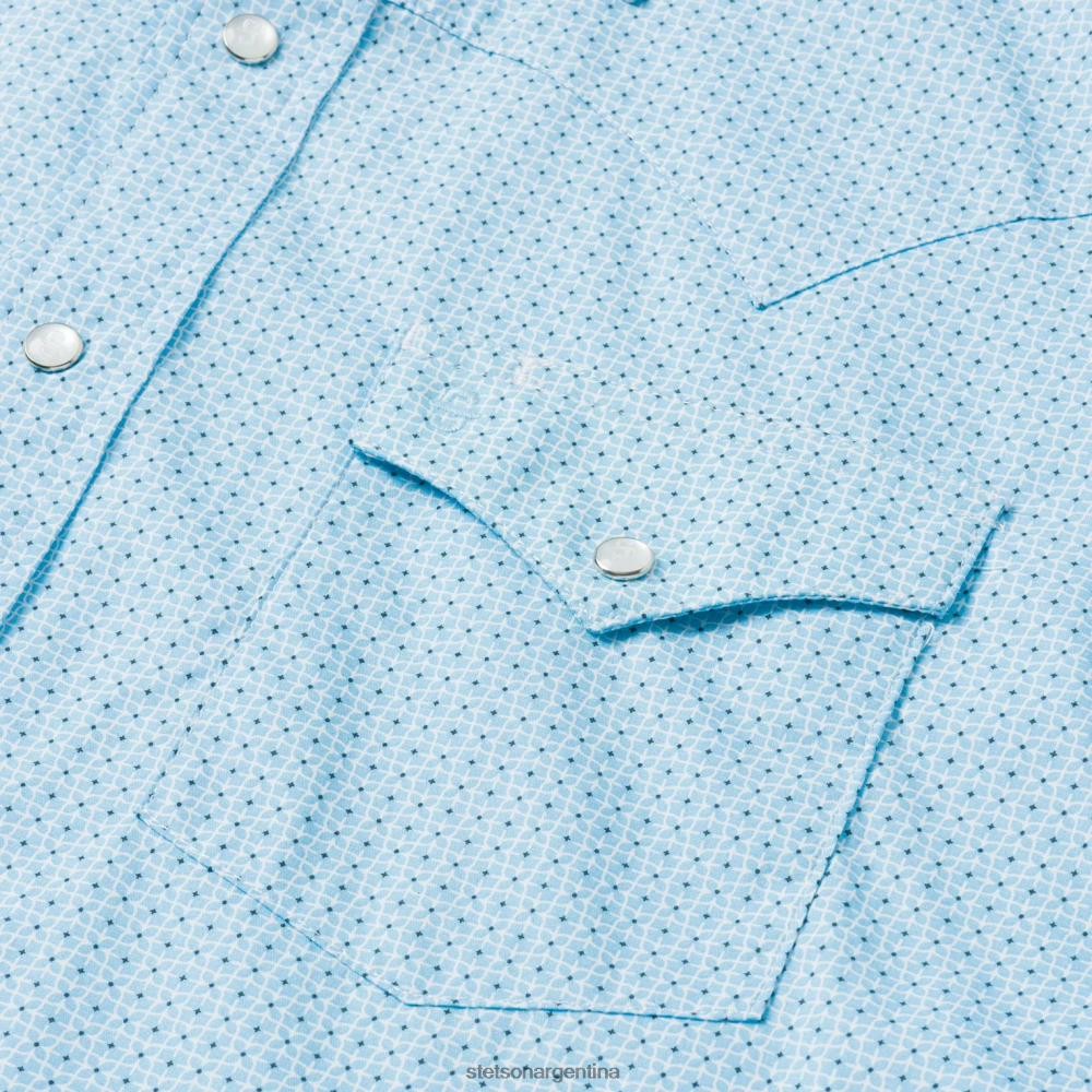 Stetson camisa estilo western con estampado de celosía azul hombres vestir P242PH370