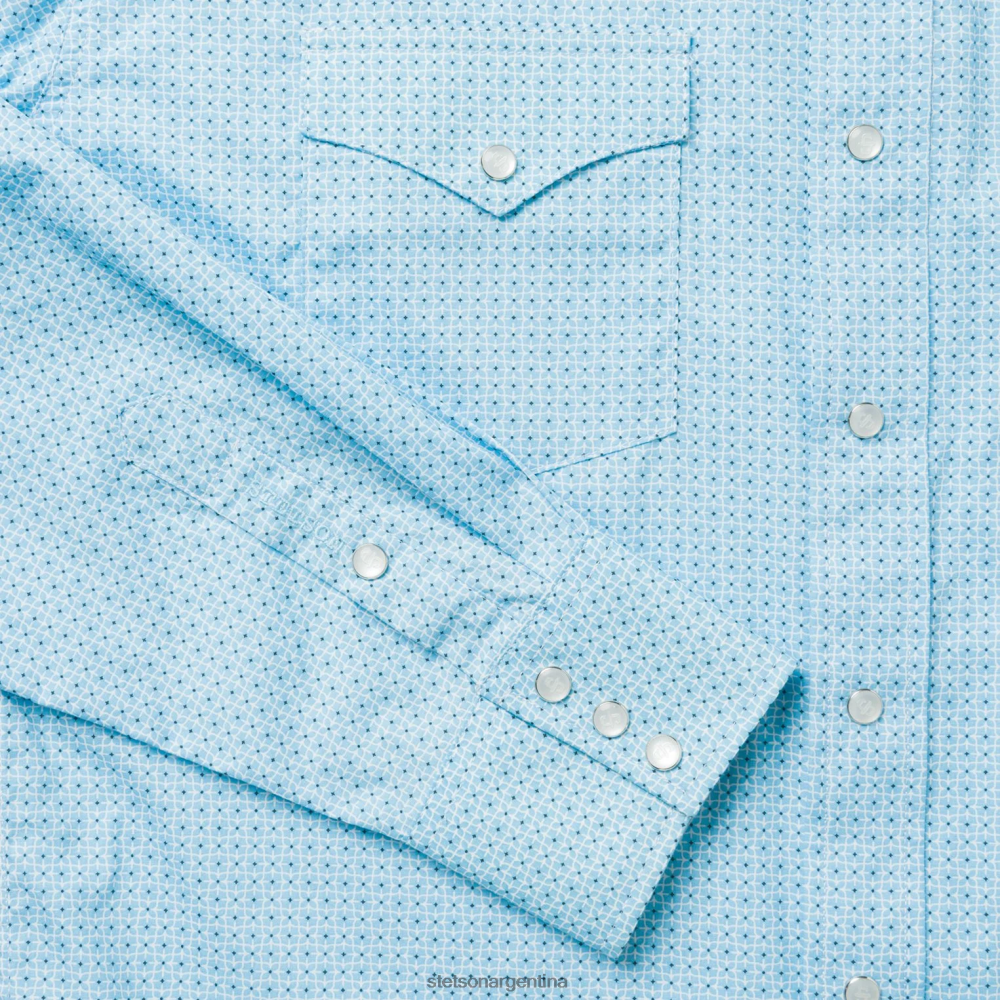 Stetson camisa estilo western con estampado de celosía azul hombres vestir P242PH370