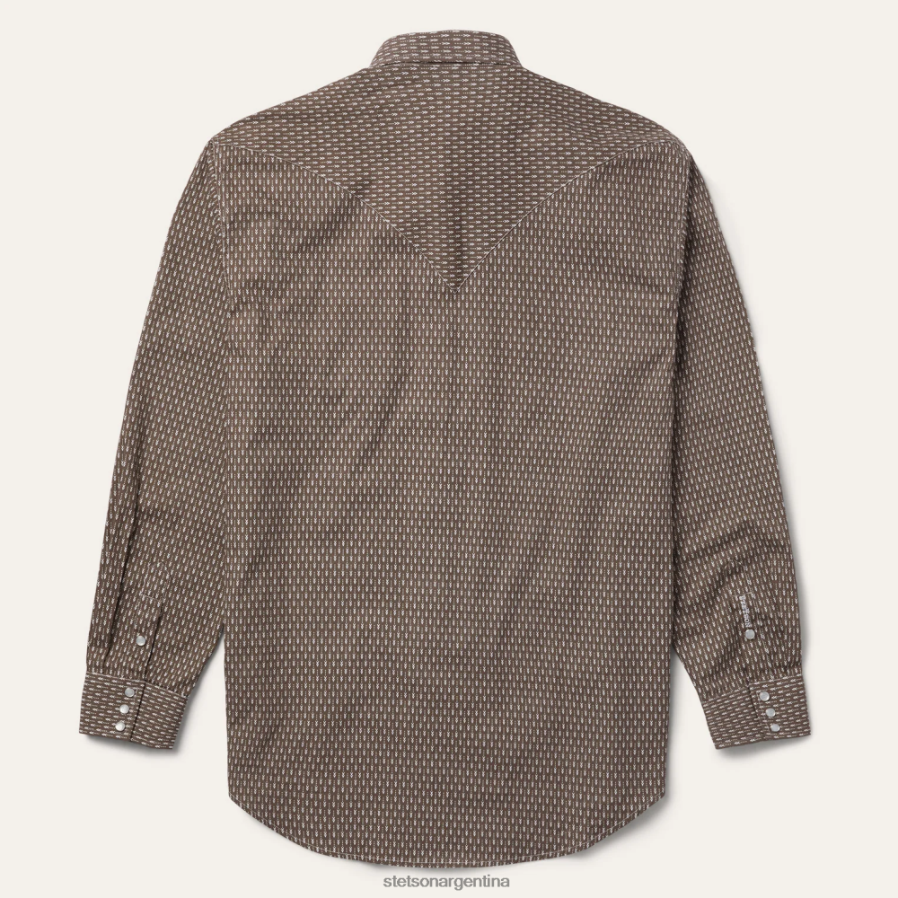 Stetson camisa estilo western con estampado de flechas gris hombres vestir P242PH350