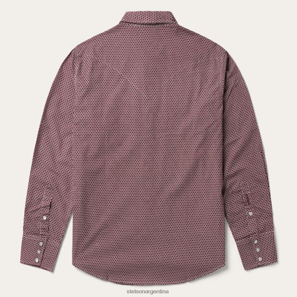 Stetson camisa estilo western con estampado de rombos rotos rojo hombres vestir P242PH310