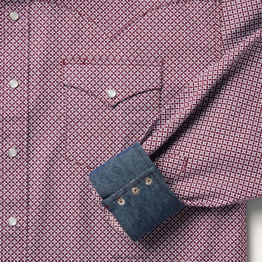 Stetson camisa estilo western con estampado geográfico de cuatro puntos azul hombres vestir P242PH372