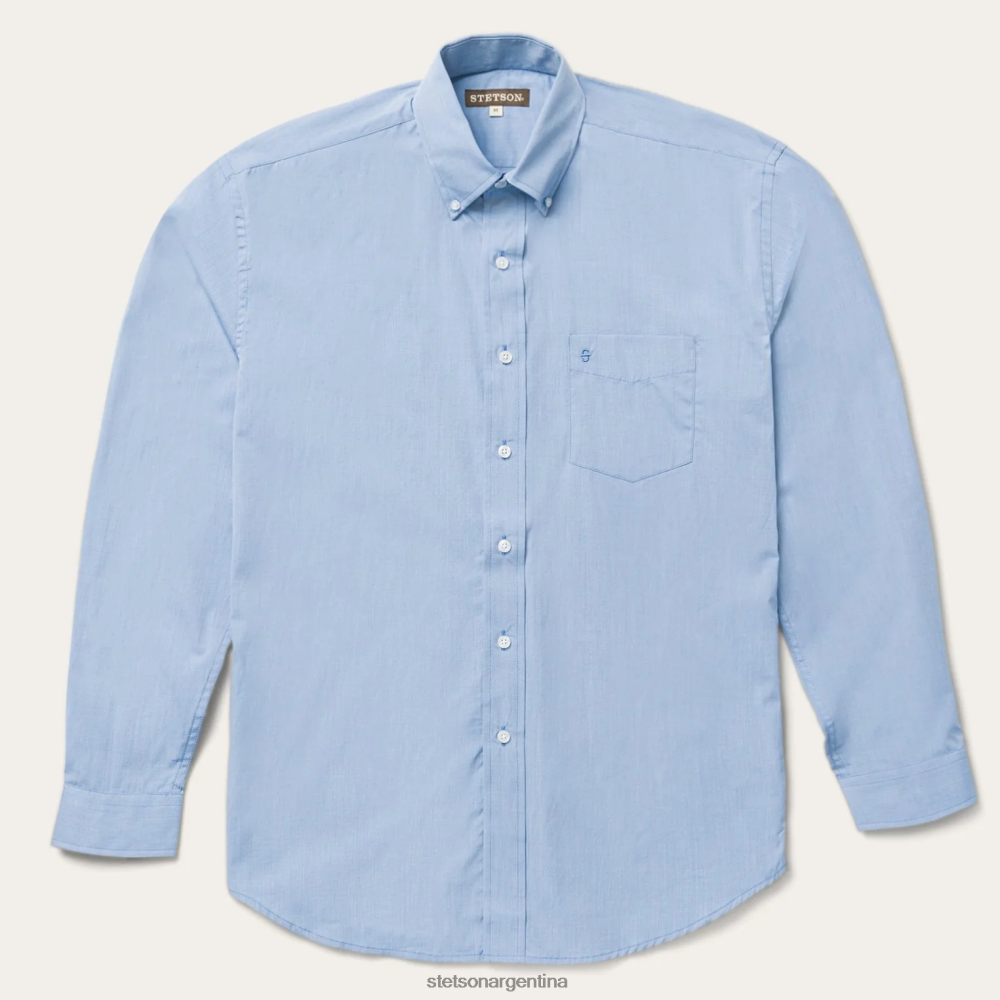 Stetson camisa lisa con un bolsillo y cierre a presión azul hombres vestir P242PH321