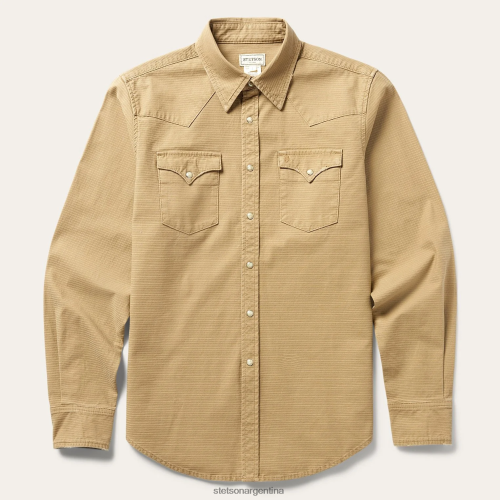 Stetson camisa occidental de canalé premium verde hombres vestir P242PH376