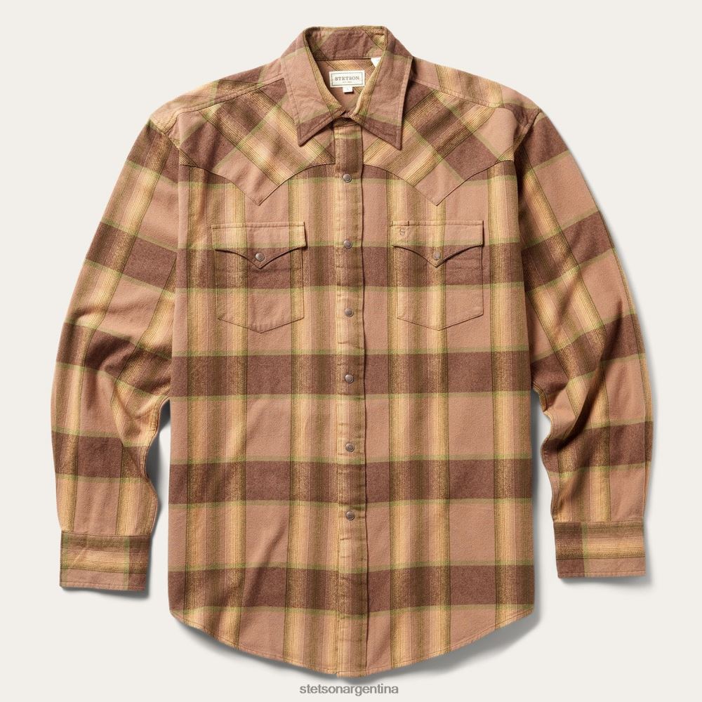 Stetson camisa occidental de franela marrón hombres vestir P242PH340