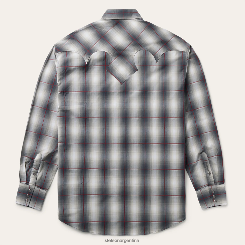 Stetson camisa occidental humo ombre gris hombres vestir P242PH330