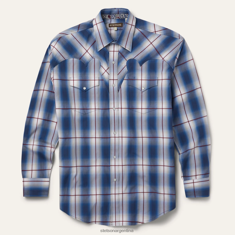 Stetson camisa occidental ombre azul hombres vestir P242PH359