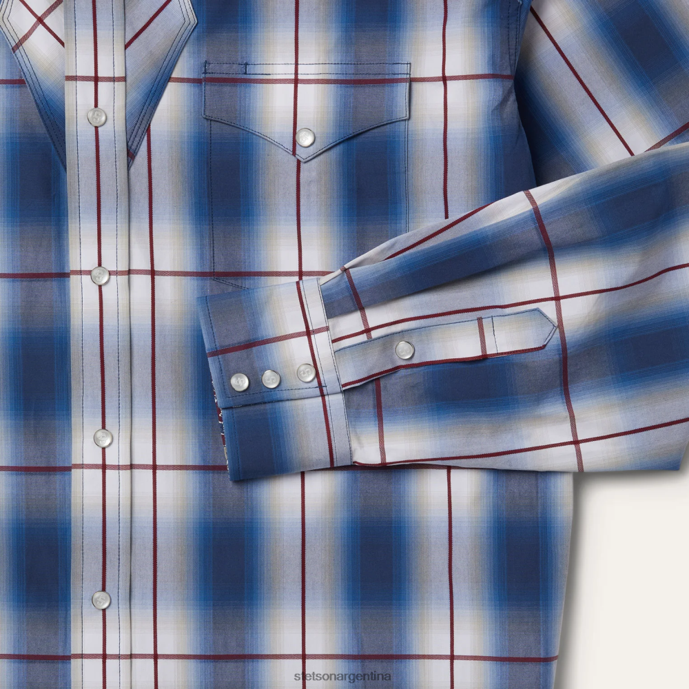 Stetson camisa occidental ombre azul hombres vestir P242PH359