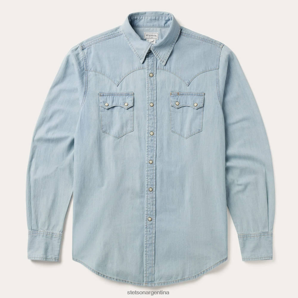 Stetson camisa vaquera ligera estilo western azul hombres vestir P242PH300