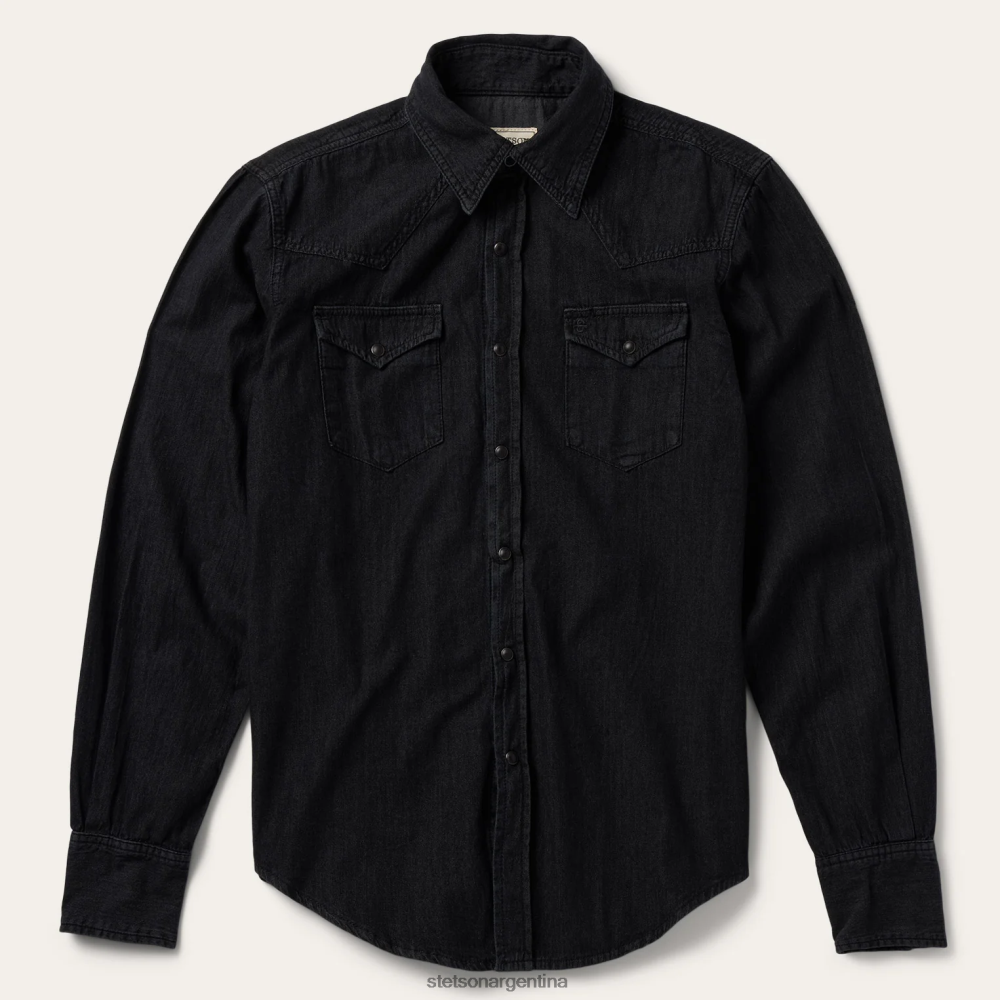 Stetson camisa vaquera moderna del oeste negro hombres vestir P242PH326