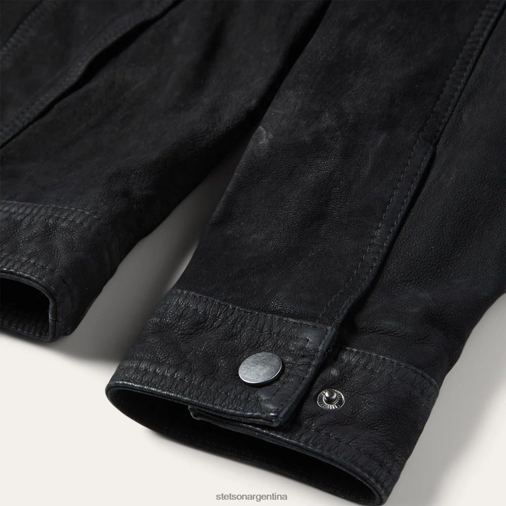 Stetson chaqueta vaquera de cuero negro hombres vestir P242PH412