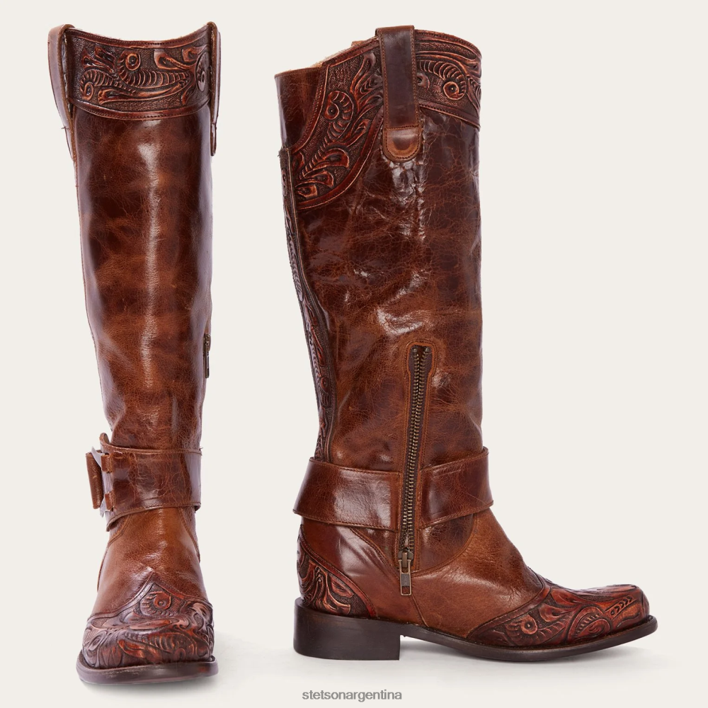Stetson Bota cowboy con cremallera lateral paisley coñac bruñido broncearse mujer calzado P242PH263