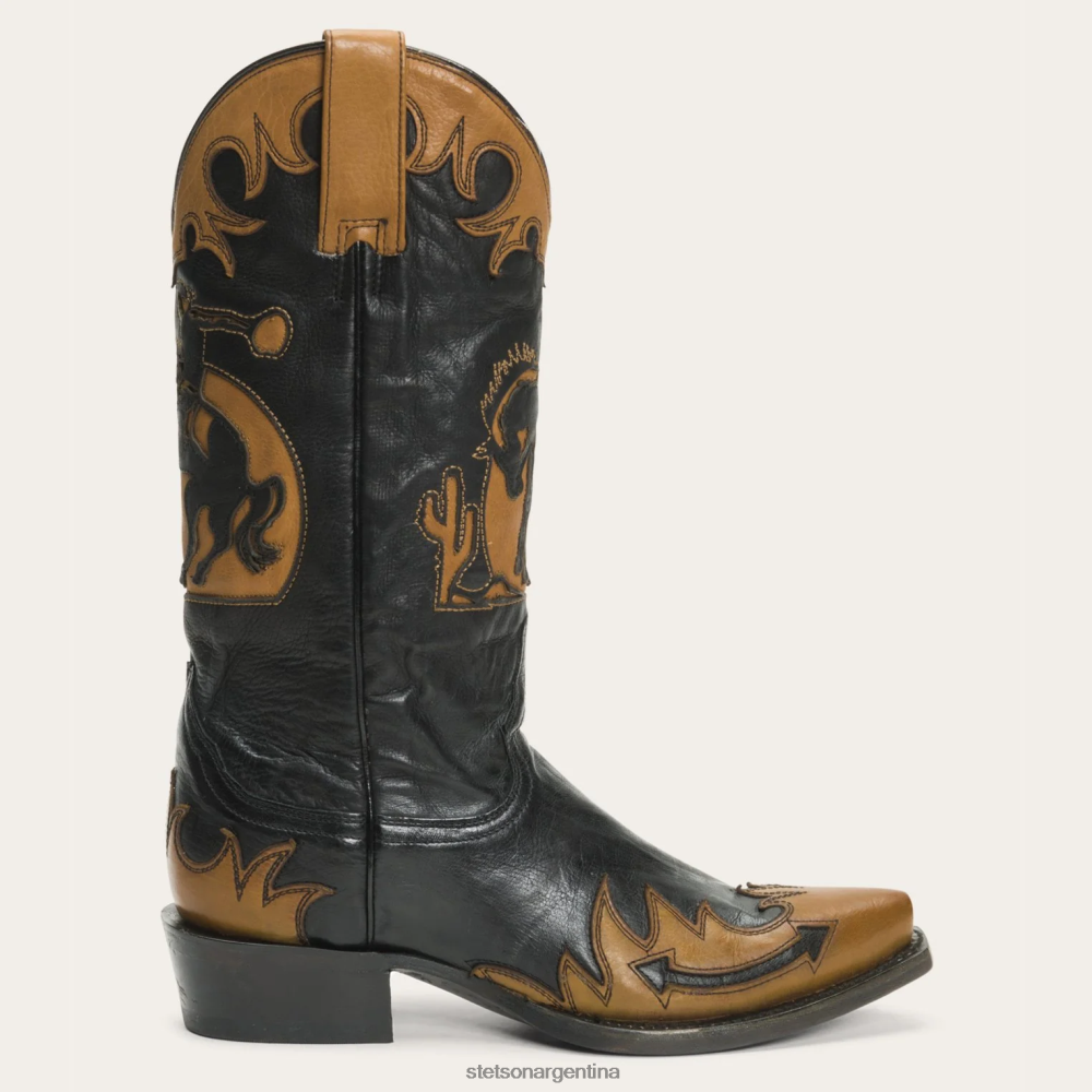Stetson Bota de cuero con base de vaquera y caballo Faye negro mujer calzado P242PH260
