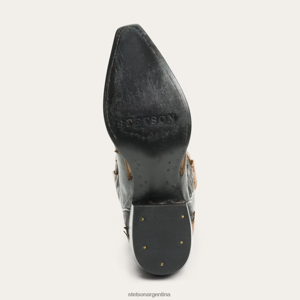 Stetson Bota de cuero con base de vaquera y caballo Faye negro mujer calzado P242PH260