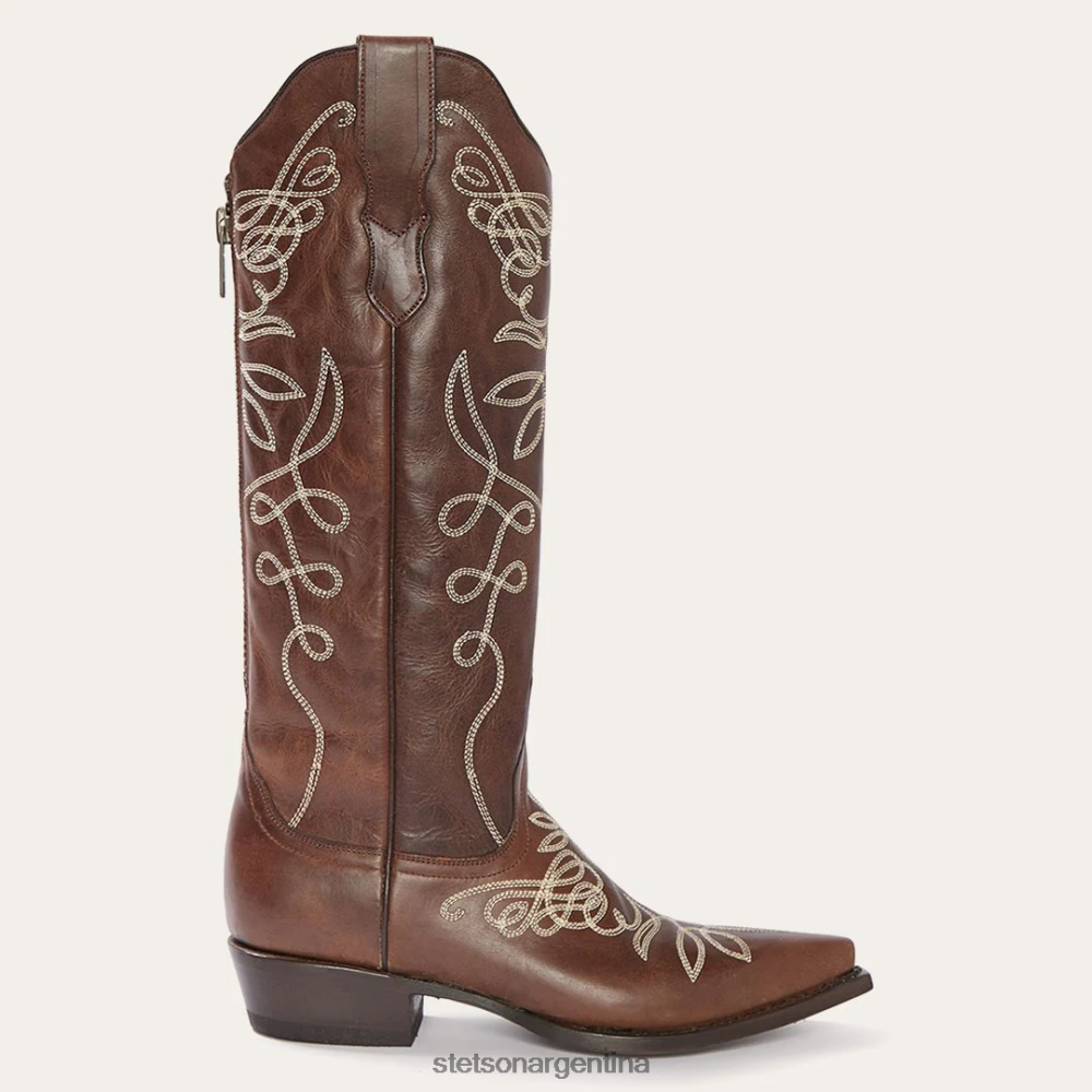 Stetson Bota vaquera Adeline pulida con cremallera trasera marrón mujer calzado P242PH250