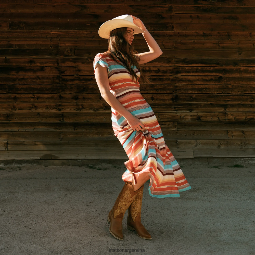 Stetson bota de cuero labrada a mano Jules marrón mujer calzado P242PH248